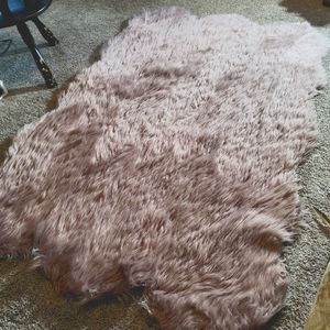 Soft purple lambskin faux fur rug